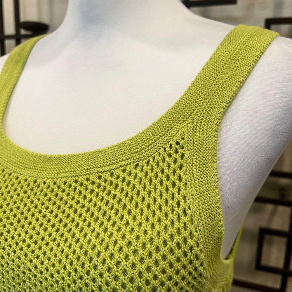 Nic+Zoe Mesh Stitch Knit Tank Top Sleeveless Grasshopper Green S NWT - Picture 8 of 15
